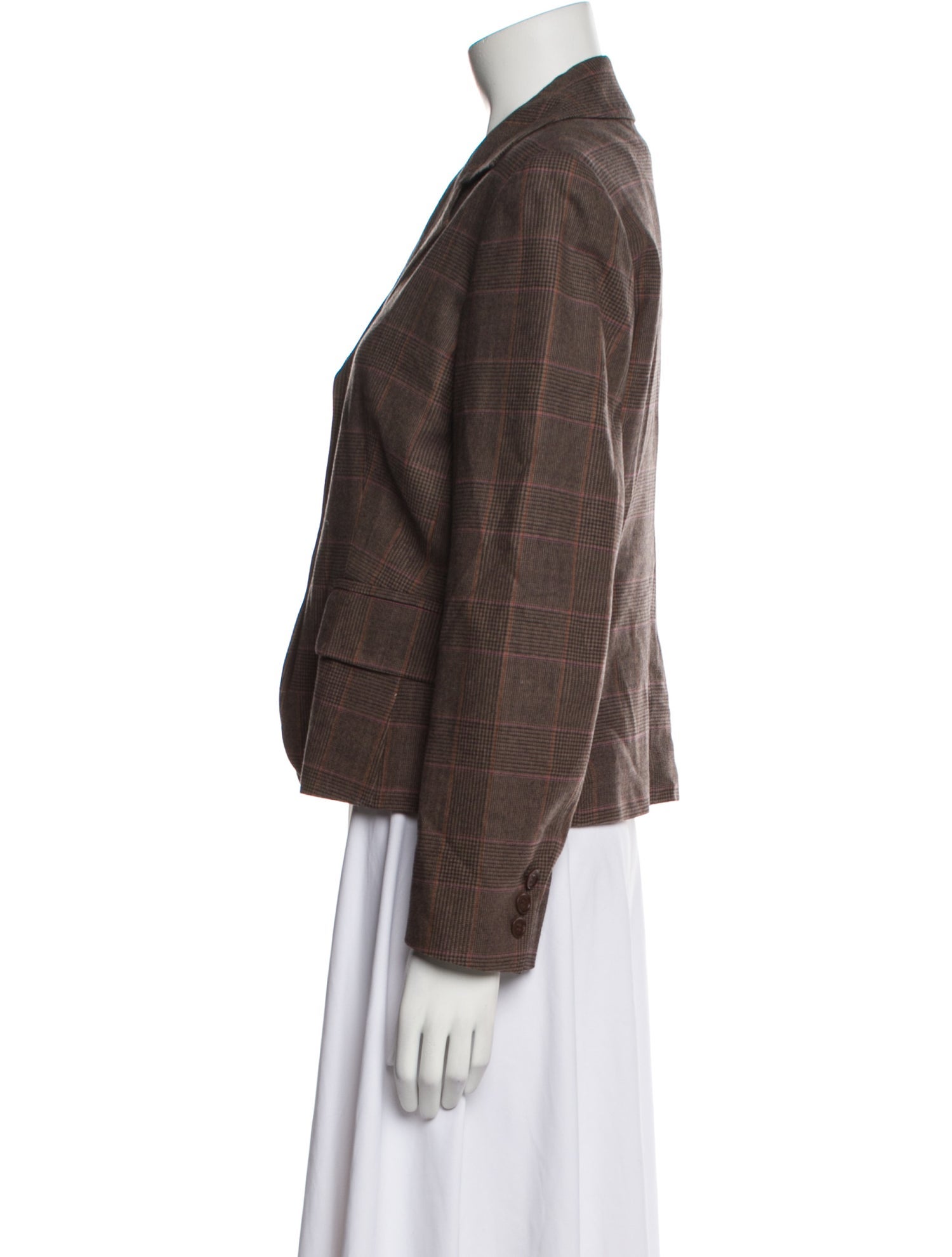 Max Mara Virgin Wool Plaid Print Blazer