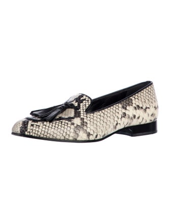 Max Mara Embossed Leather Animal Print Loafers