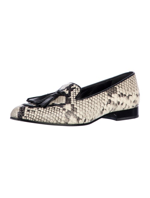 Max Mara Embossed Leather Animal Print Loafers