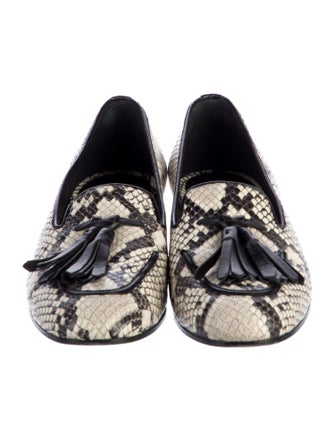 Max Mara Embossed Leather Animal Print Loafers