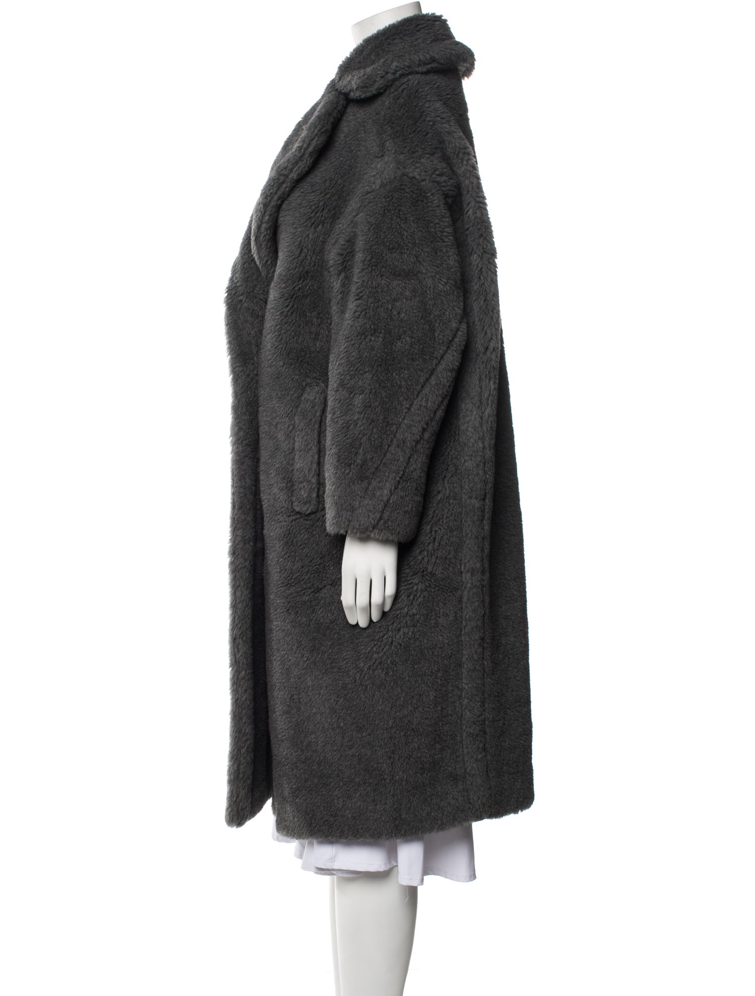 Max Mara Virgin Wool Faux Fur Coat