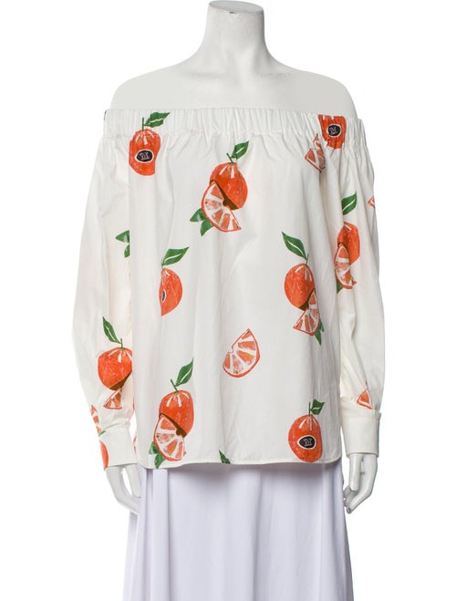 Max Mara Printed Off-The-Shoulder Blouse