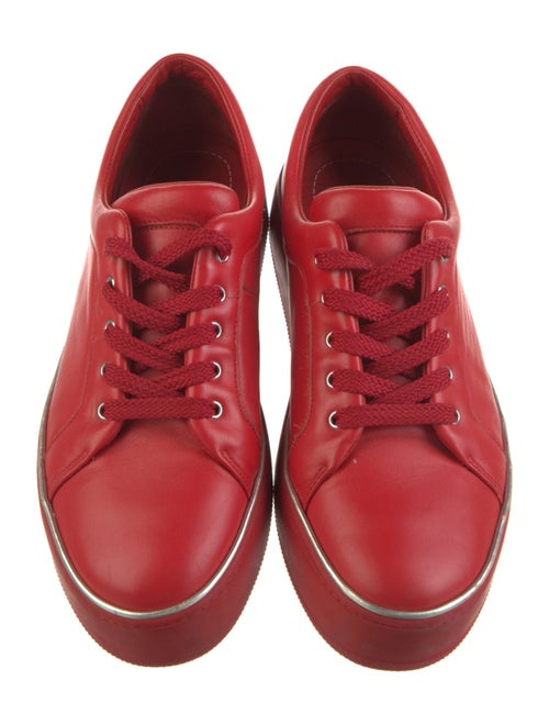 Max Mara Leather Lace Trim Embellishment Sneakers