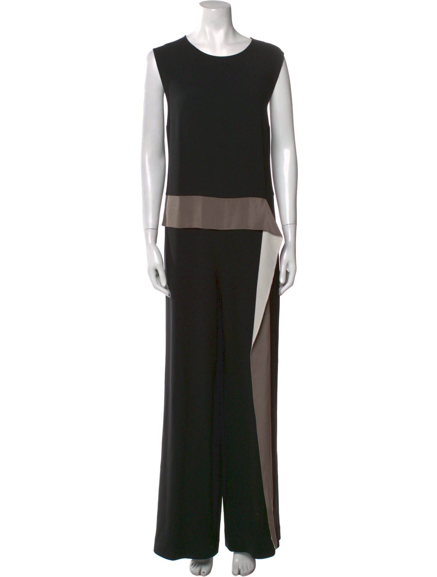 Max Mara Colorblock Pattern Crew Neck Jumpsuit