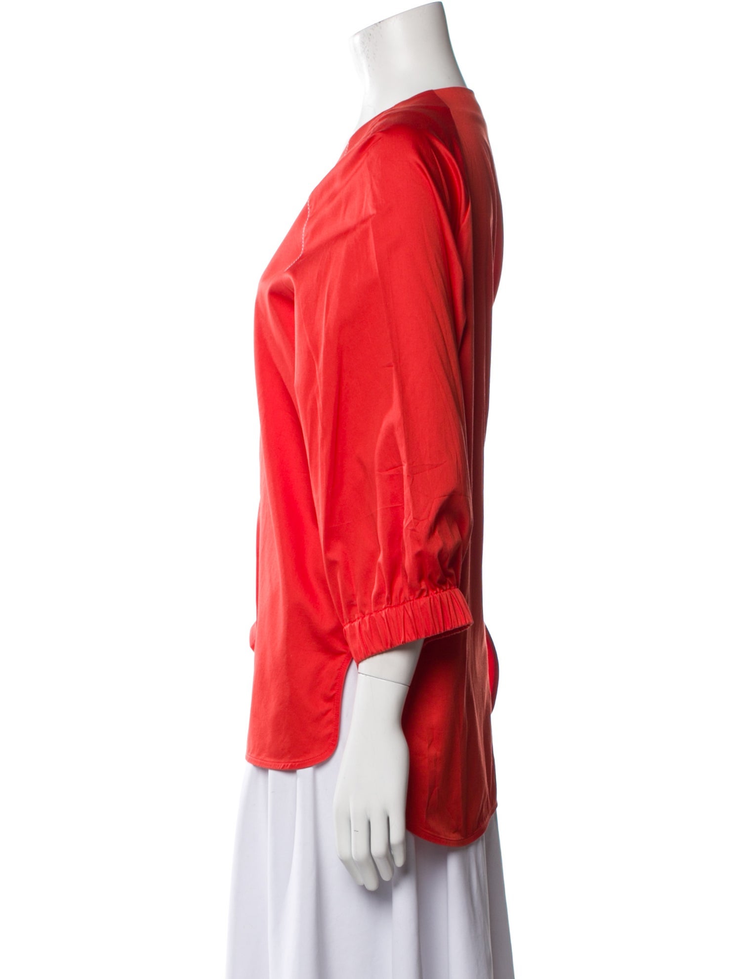 Max Mara V-Neck Three-Quarter Sleeve Blouse