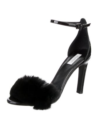 Max Mara Patent Leather Fur Trim D'Orsay Pumps