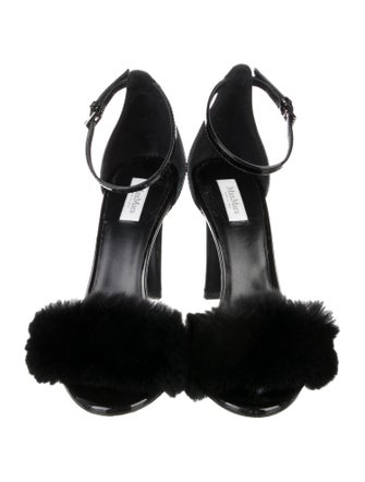 Max Mara Patent Leather Fur Trim D'Orsay Pumps