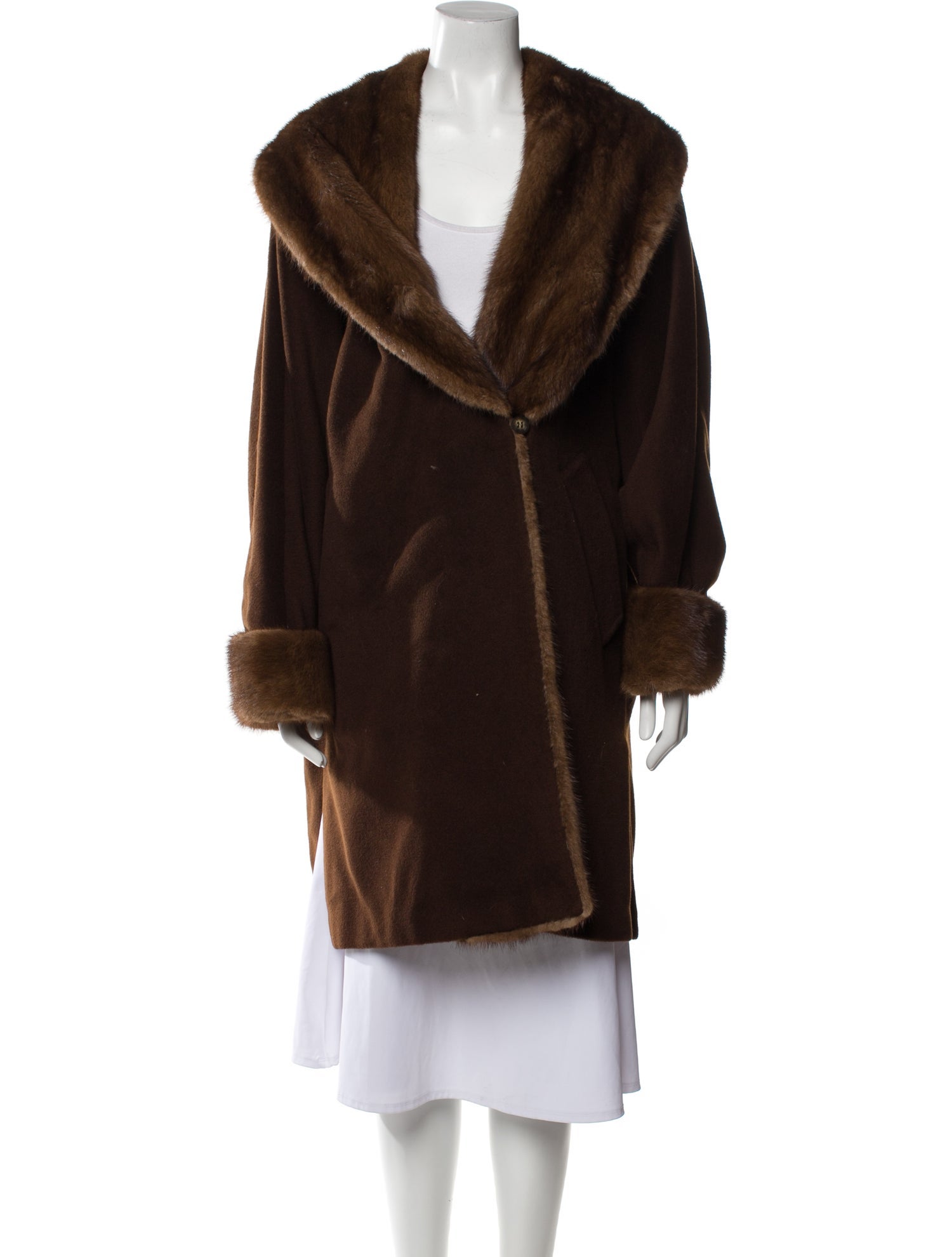Max Mara Virgin Wool Faux Fur Coat