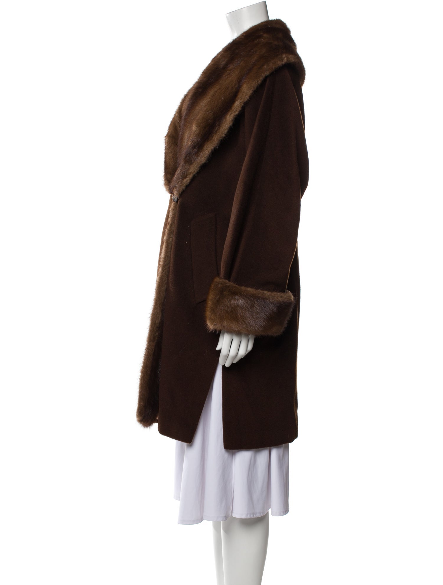 Max Mara Virgin Wool Faux Fur Coat
