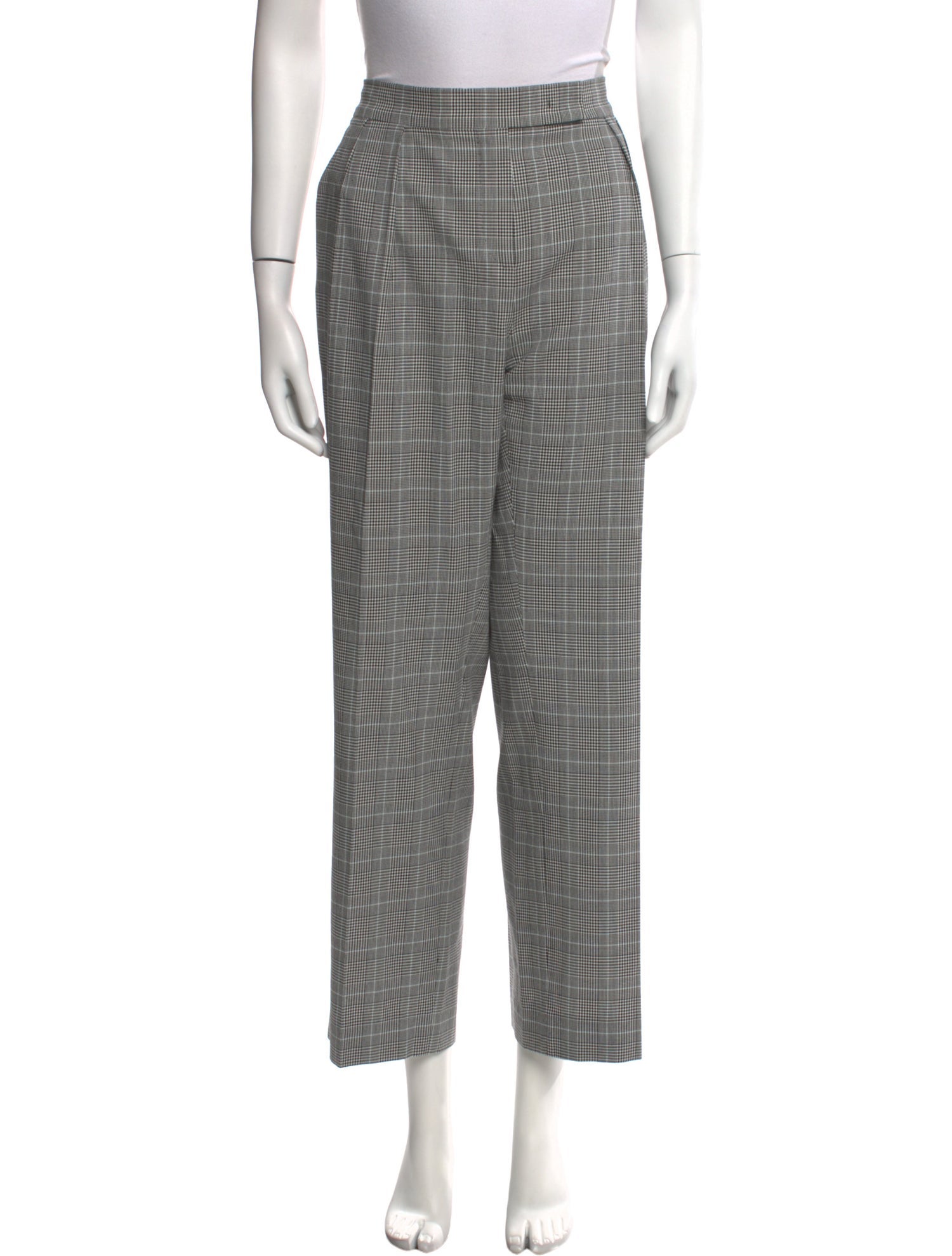 Max Mara Plaid Print Wide Leg Pants