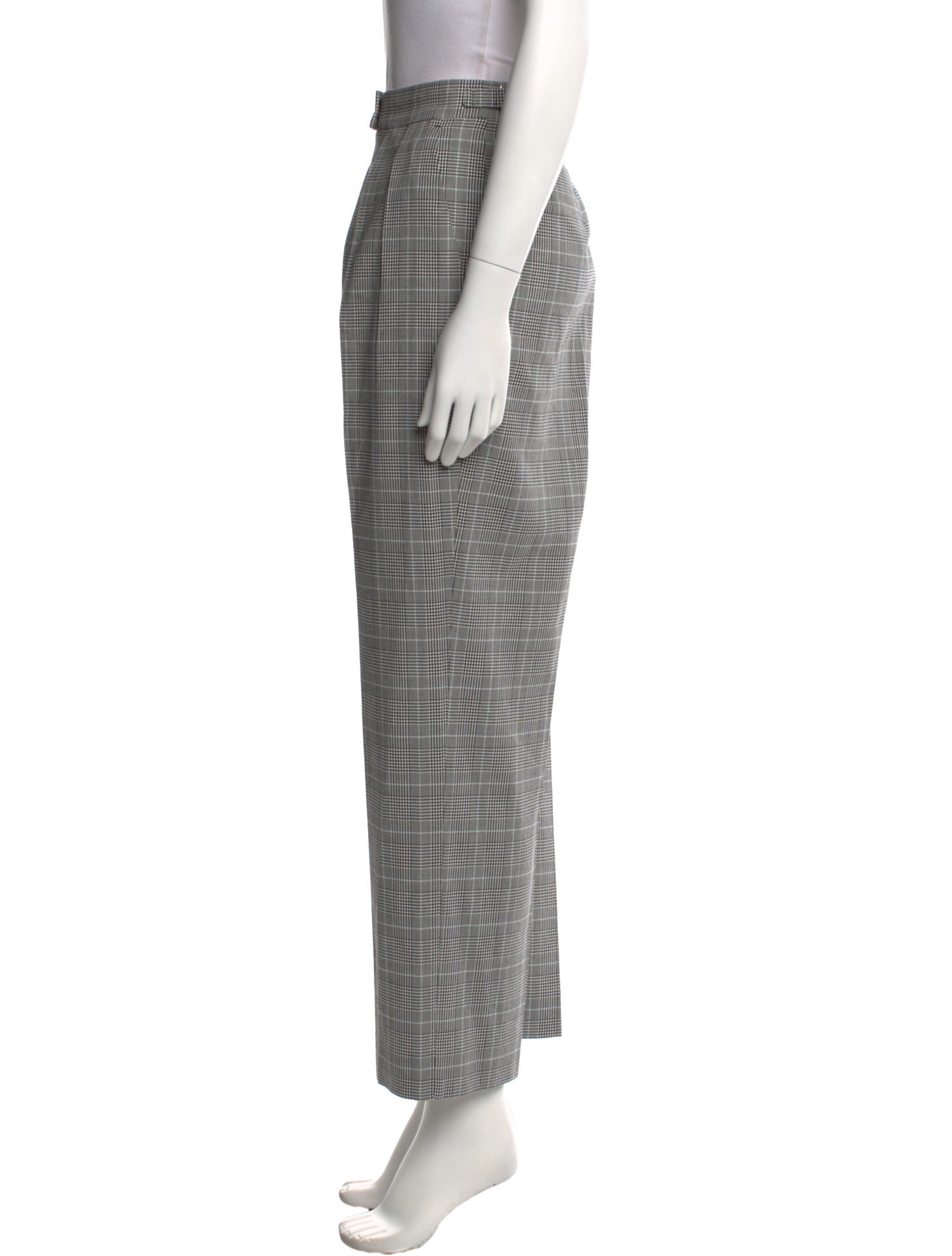 Max Mara Plaid Print Wide Leg Pants