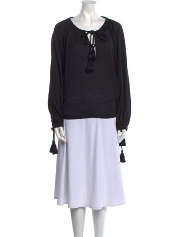 Max Mara Tops Linen Tie Neck Tunic XL