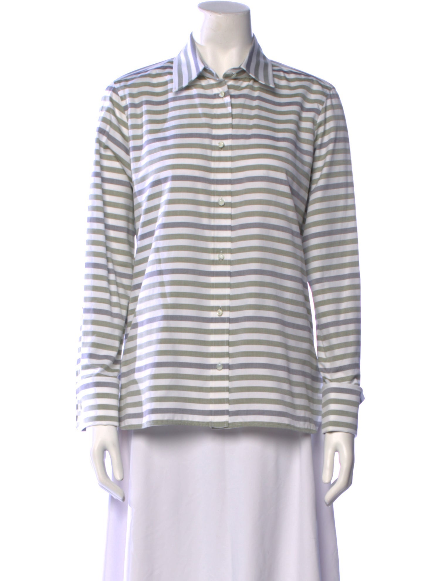 Max Mara Striped Long Sleeve Button-Up Top w/ Tags