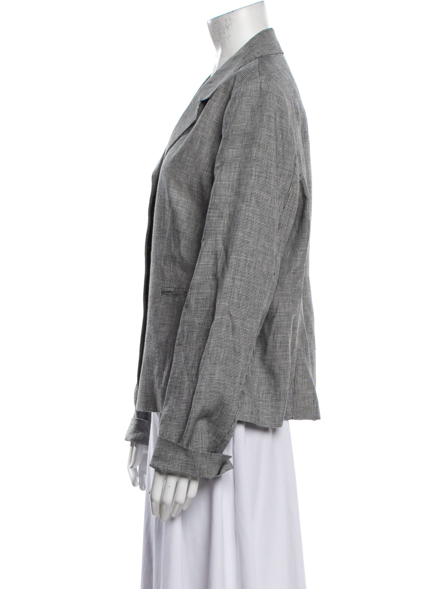 Max Mara Linen Houndstooth Print Blazer