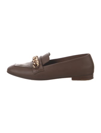 Max Mara Leather Chain-Link Accents Loafers