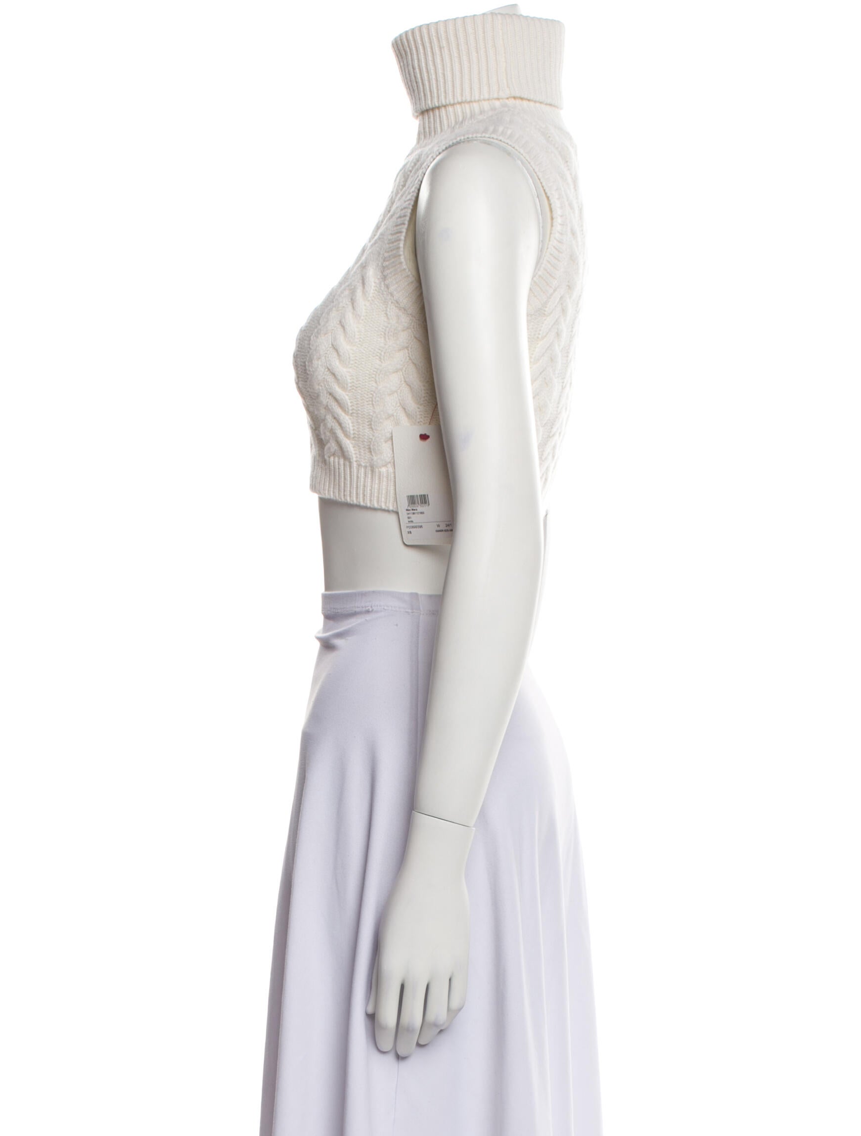 Max Mara Wool Mock Neck Crop Top