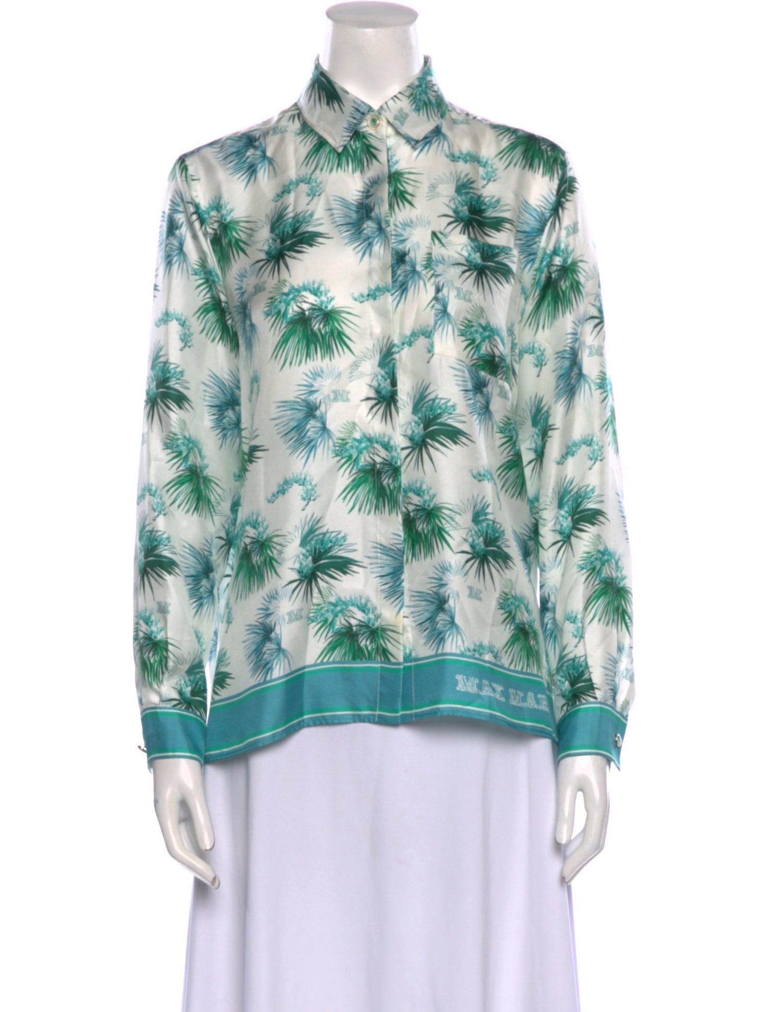 Max Mara Silk Printed Button-Up Top