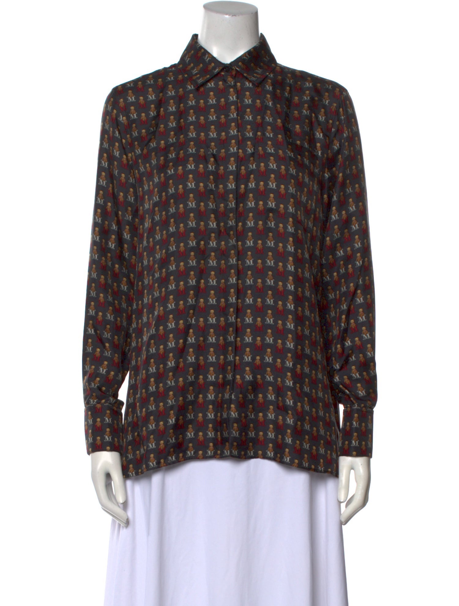 Max Mara Silk Printed Button-Up Top w/ Tags
