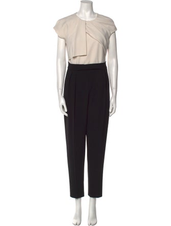 Max Mara Colorblock Pattern Crew Neck Jumpsuit
