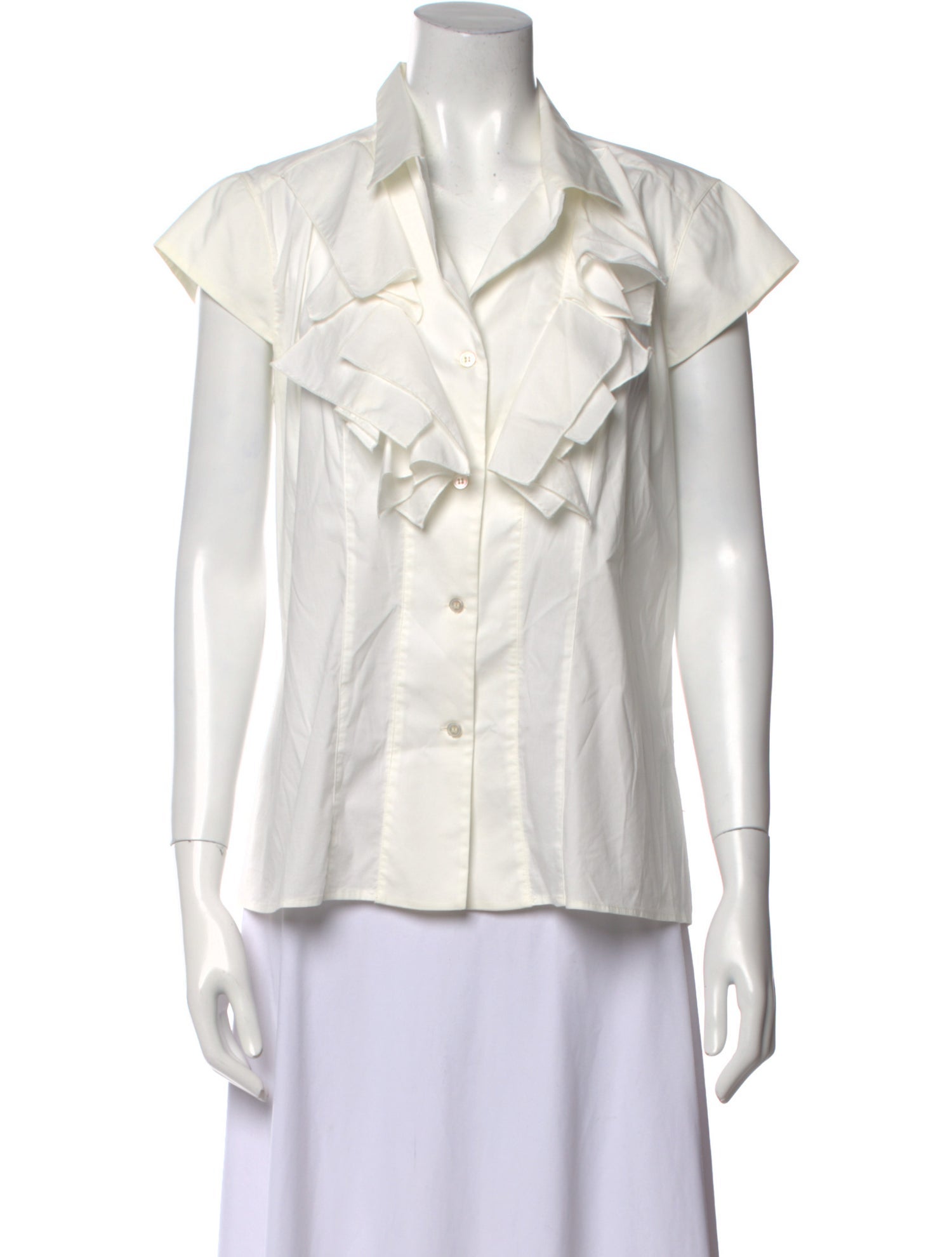 Max Mara V-Neck Short Sleeve Button-Up Top