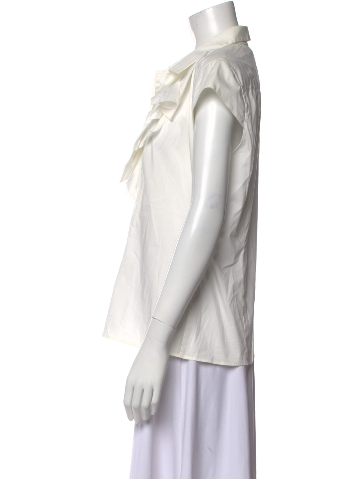 Max Mara V-Neck Short Sleeve Button-Up Top