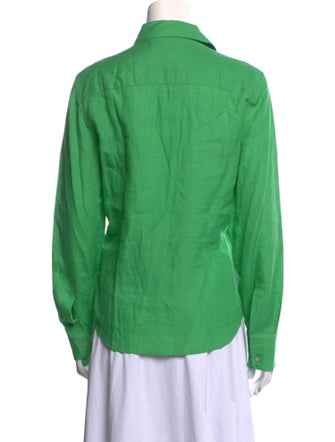 Max Mara Linen Long Sleeve Button-Up Top