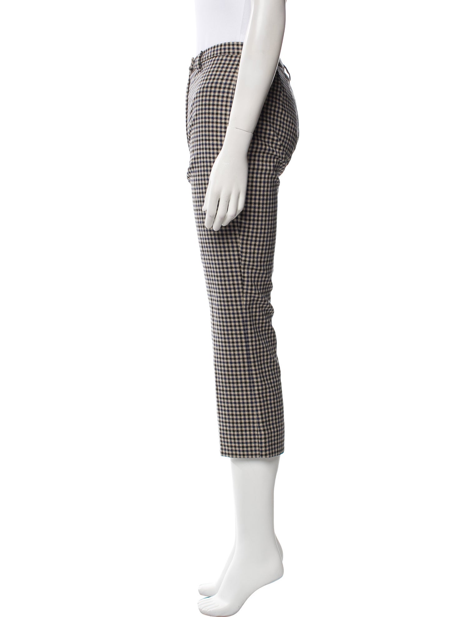 Max Mara Plaid Print Straight Leg Pants