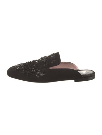 Max Mara Suede Crystal Embellishments Mules