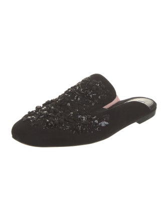 Max Mara Suede Crystal Embellishments Mules