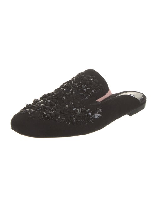 Max Mara Suede Crystal Embellishments Mules