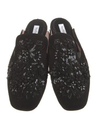 Max Mara Suede Crystal Embellishments Mules