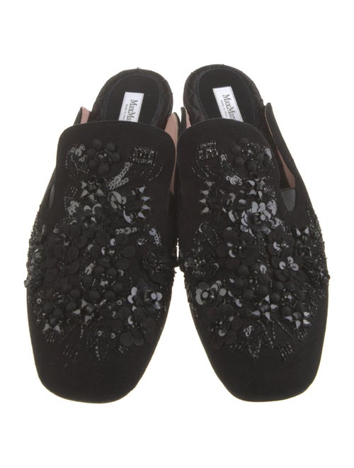 Max Mara Suede Crystal Embellishments Mules