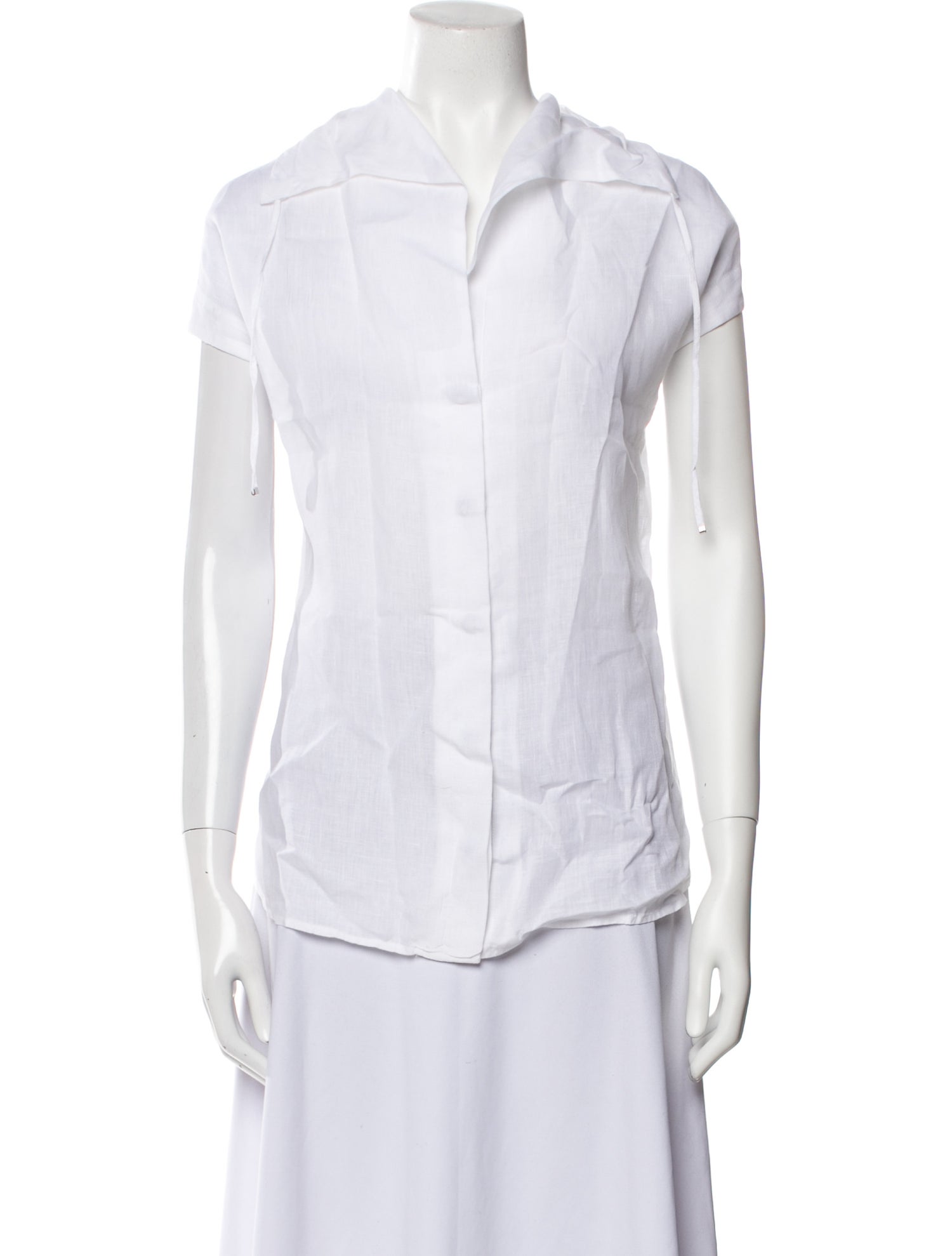 Max Mara Linen V-Neck Button-Up Top