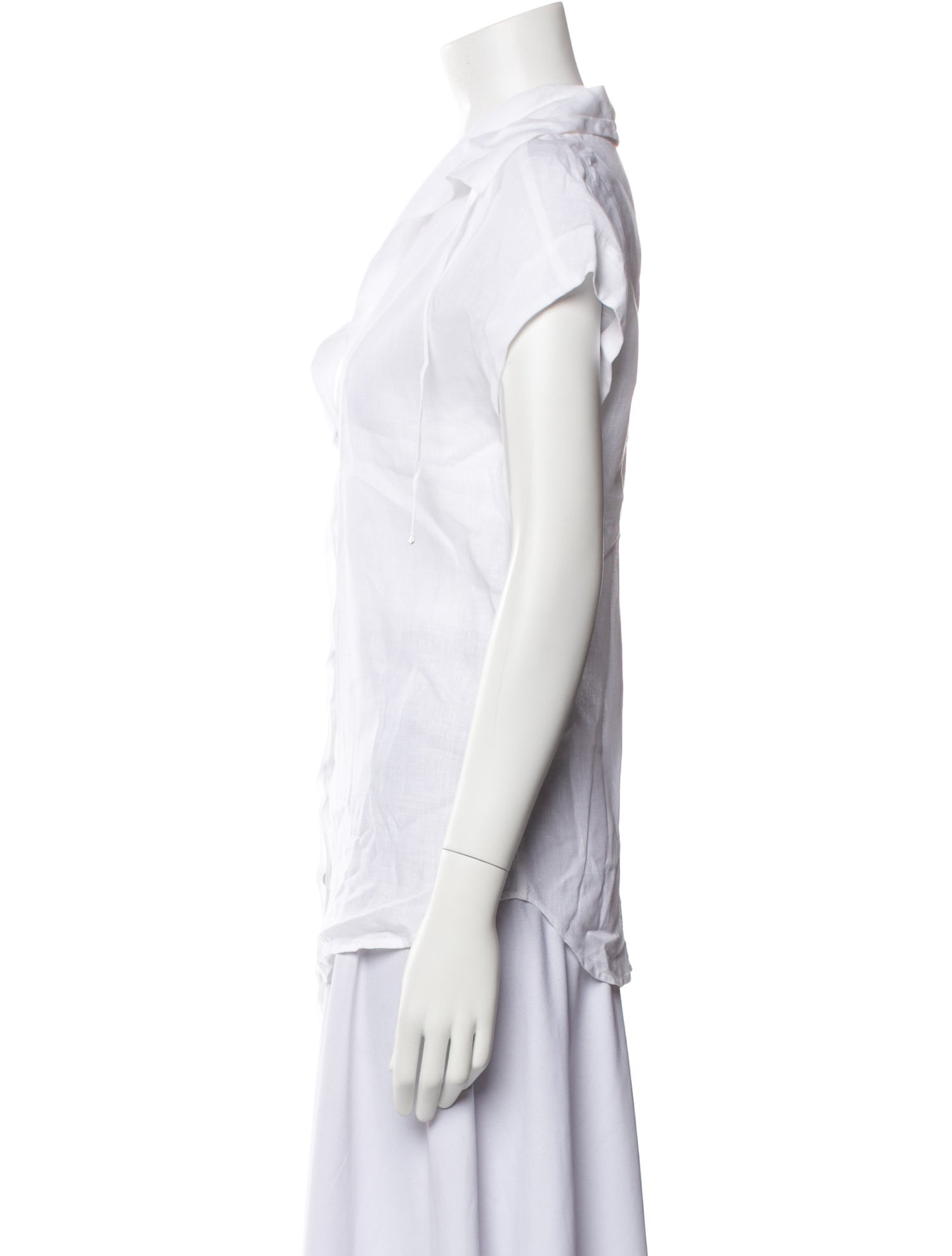 Max Mara Linen V-Neck Button-Up Top