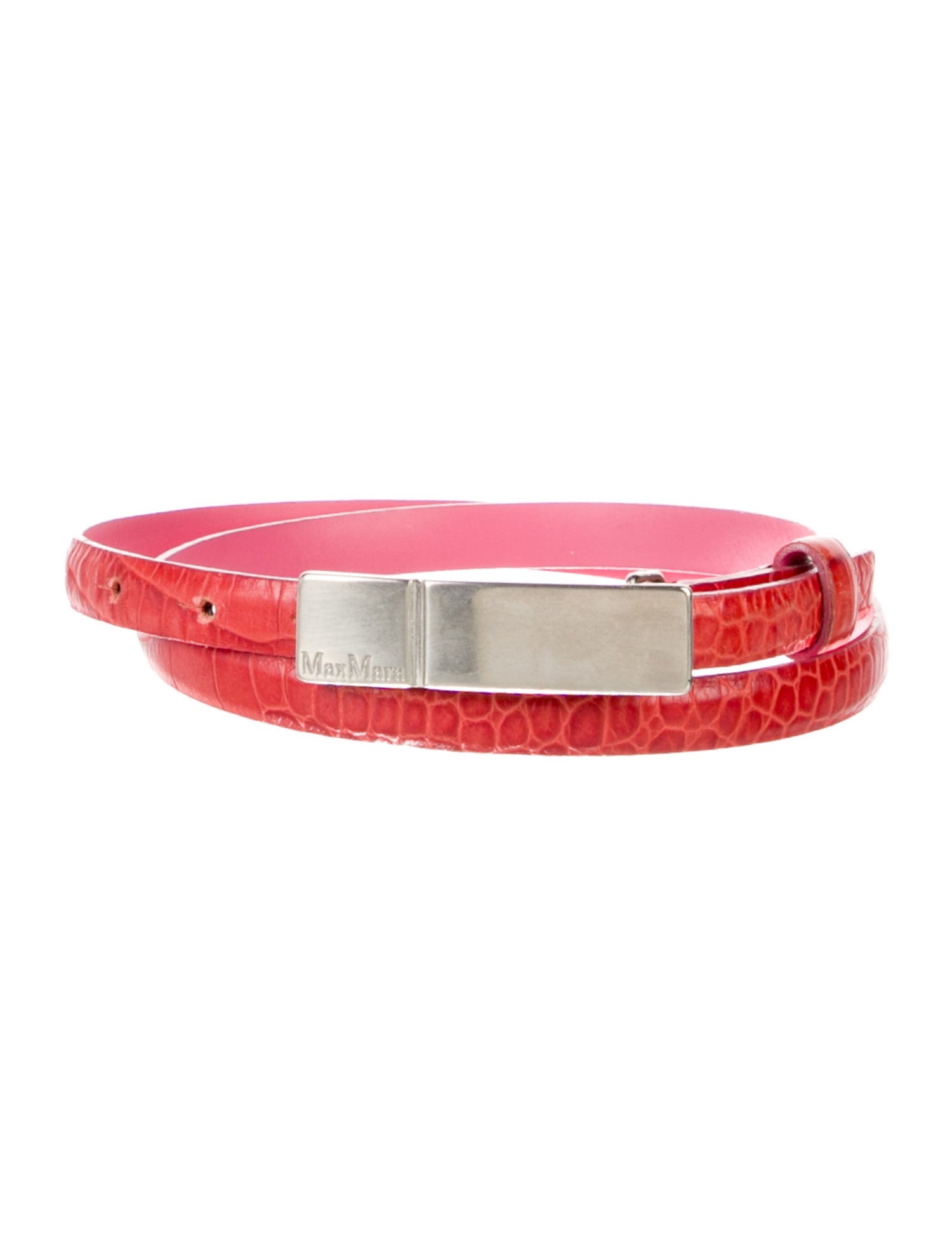 Max Mara Skinny Embossed Leather Belt
