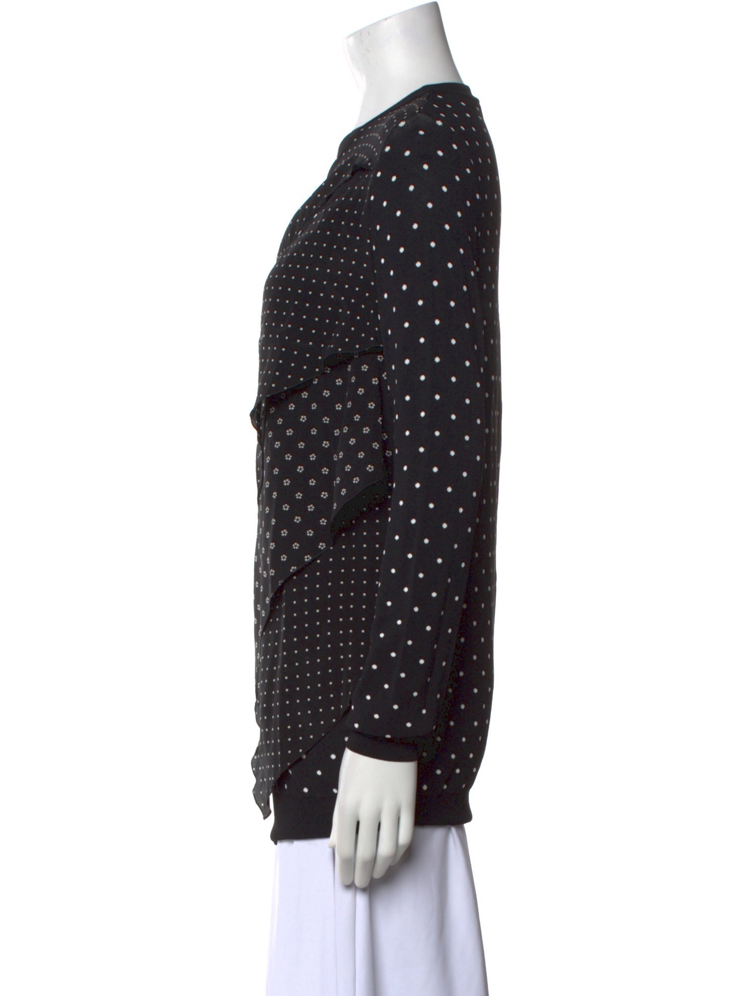 Max Mara Polka Dot Print Crew Neck Blouse