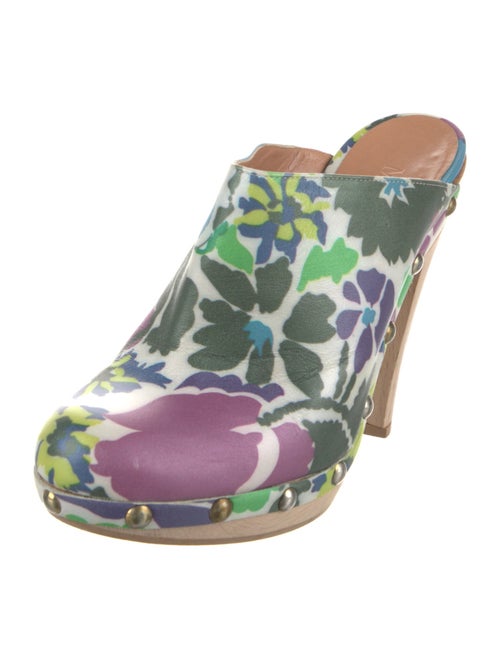 Max Mara Leather Floral Print Mules