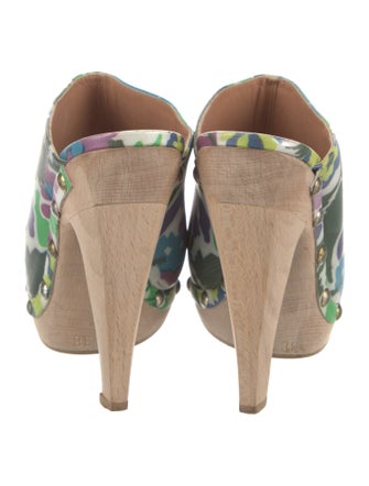 Max Mara Leather Floral Print Mules