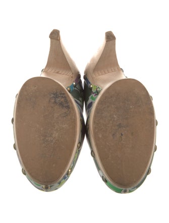 Max Mara Leather Floral Print Mules