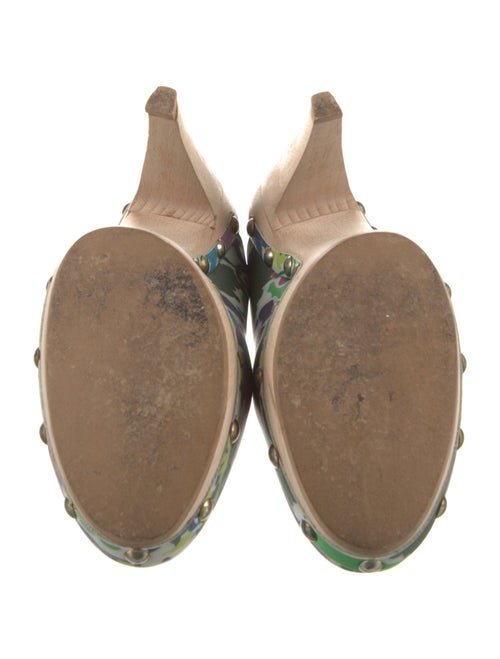 Max Mara Leather Floral Print Mules