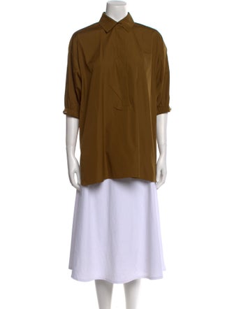 Max Mara Three-Quarter Sleeve Button-Up Top