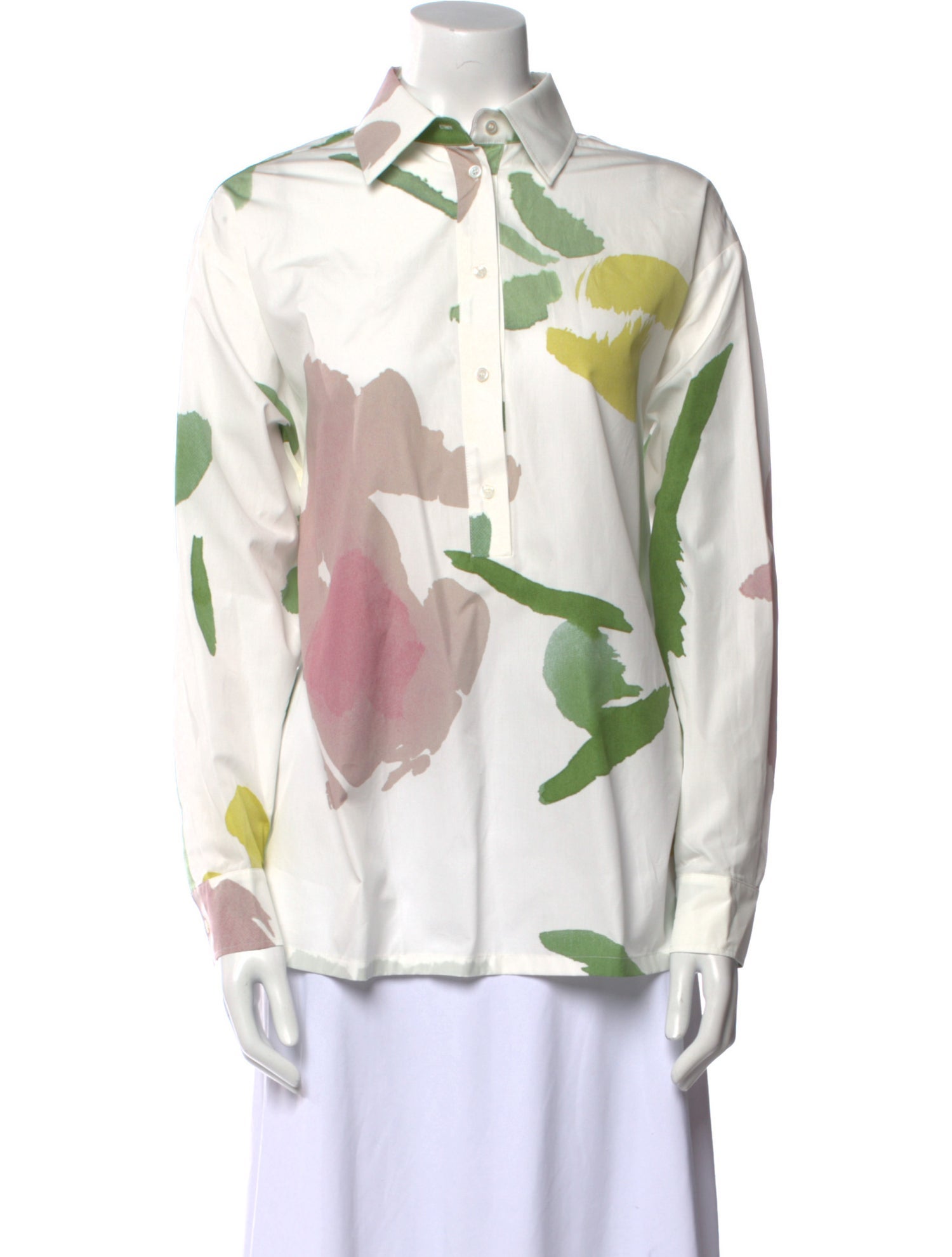 Max Mara Printed Long Sleeve Button-Up Top w/ Tags