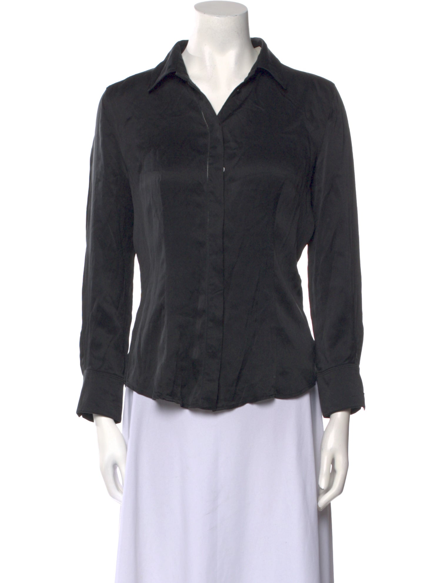 Max Mara Silk Long Sleeve Button-Up Top