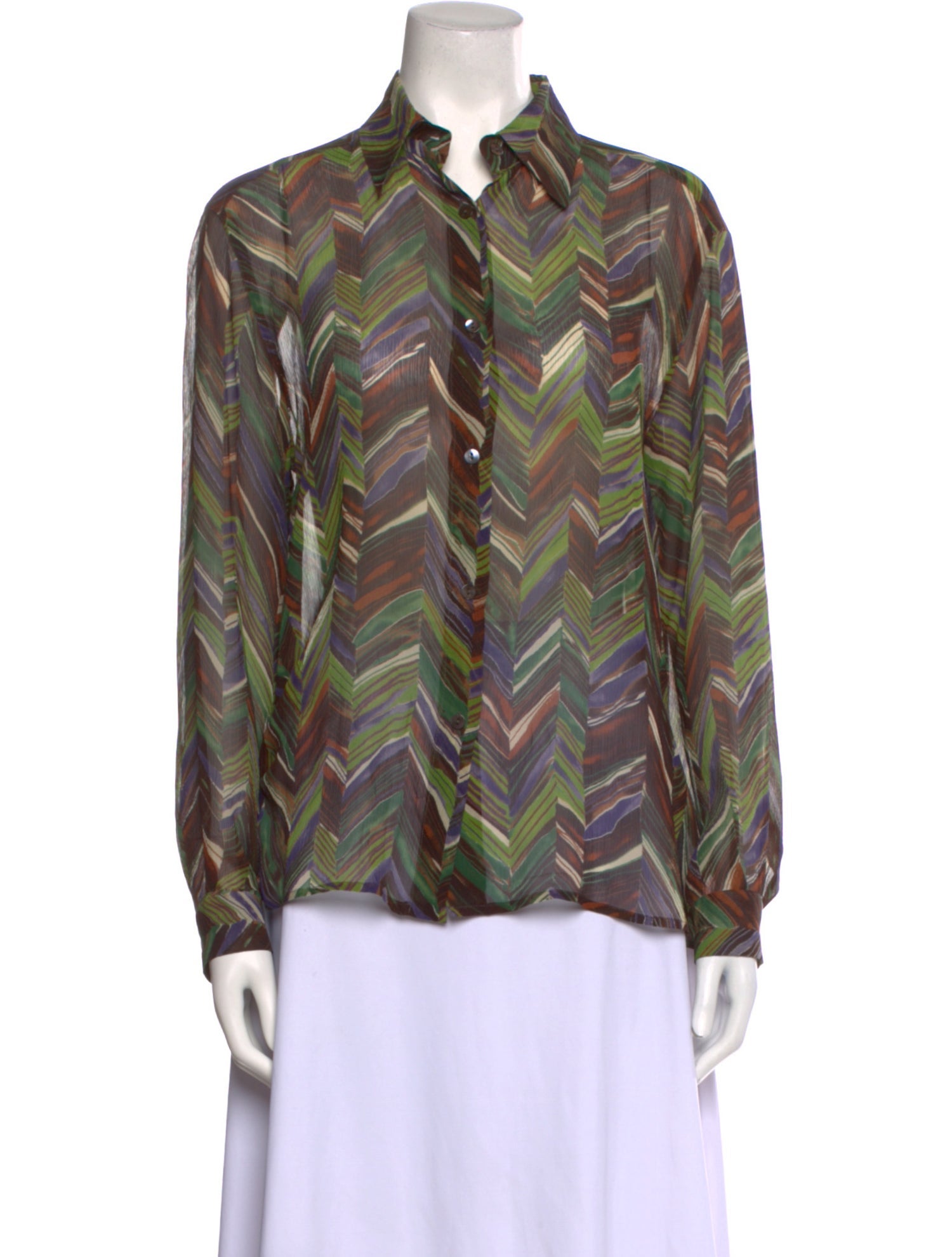 Max Mara Silk Printed Button-Up Top