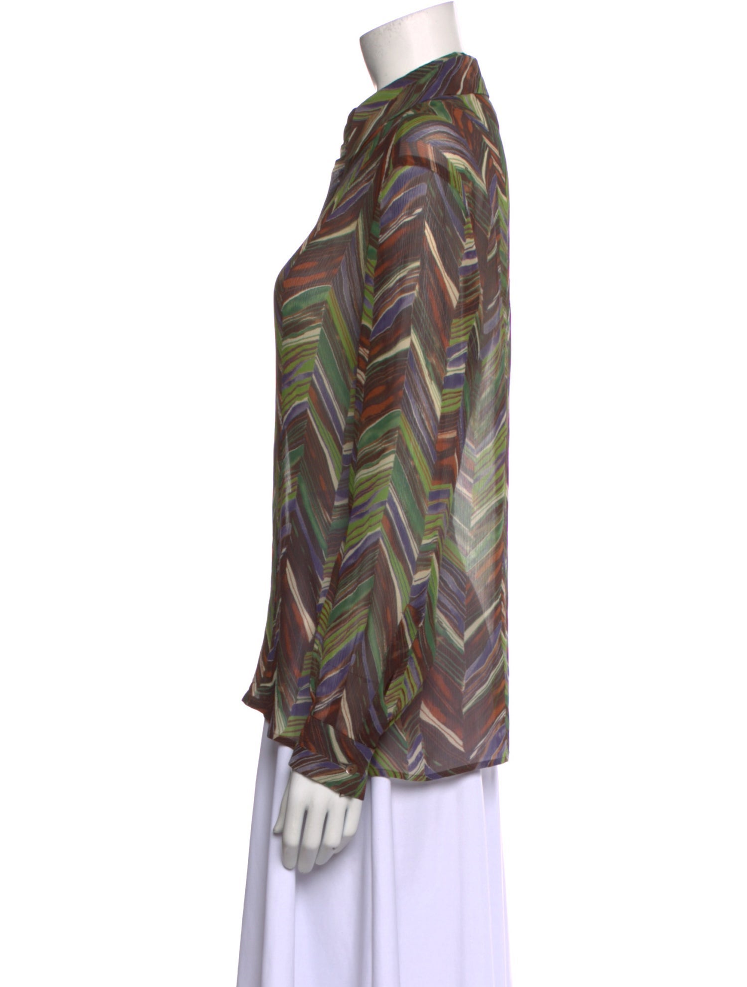 Max Mara Silk Printed Button-Up Top