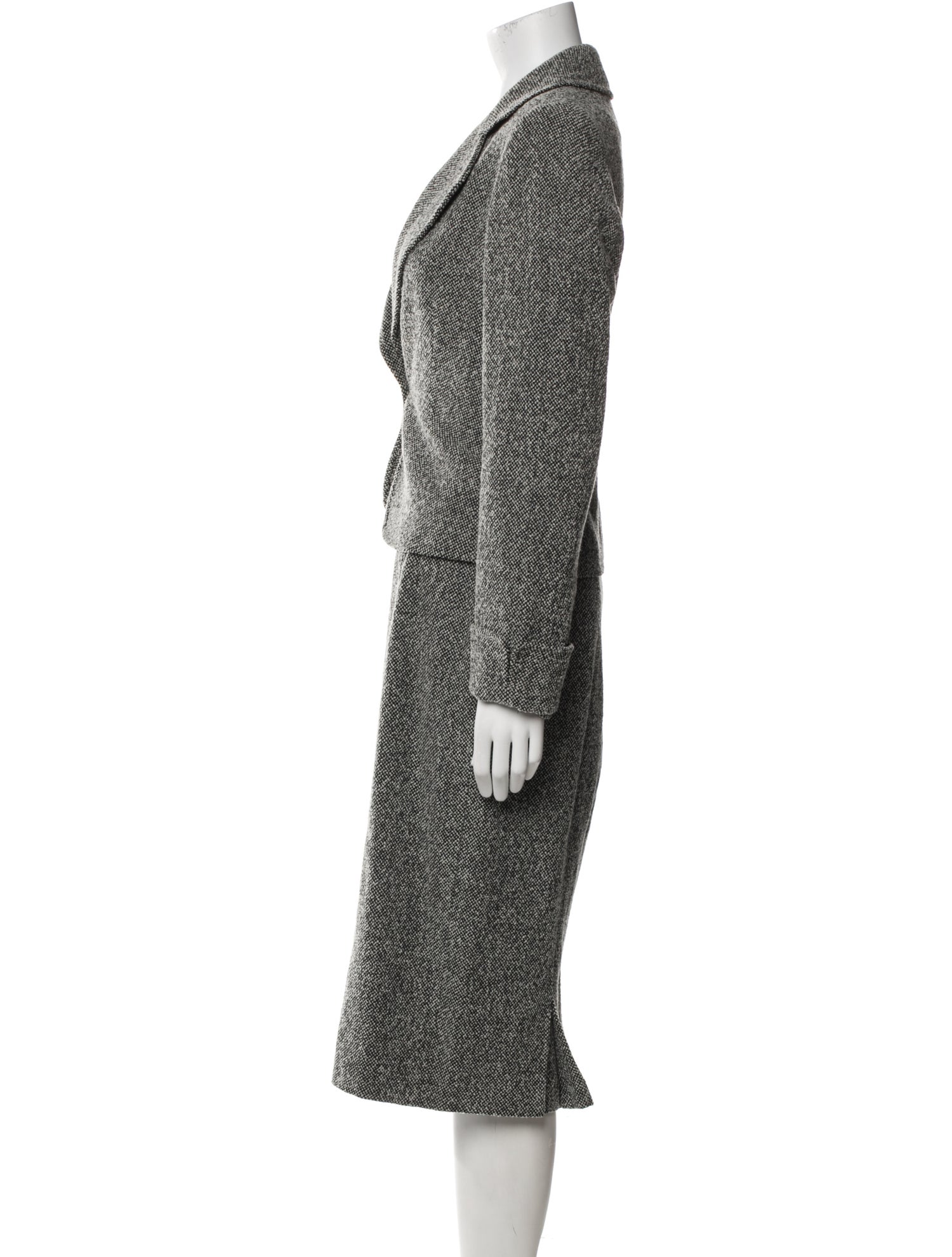 Max Mara Virgin Wool Tweed Pattern Skirt Suit