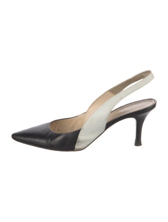 Max Mara Leather Colorblock Pattern Slingback Pumps