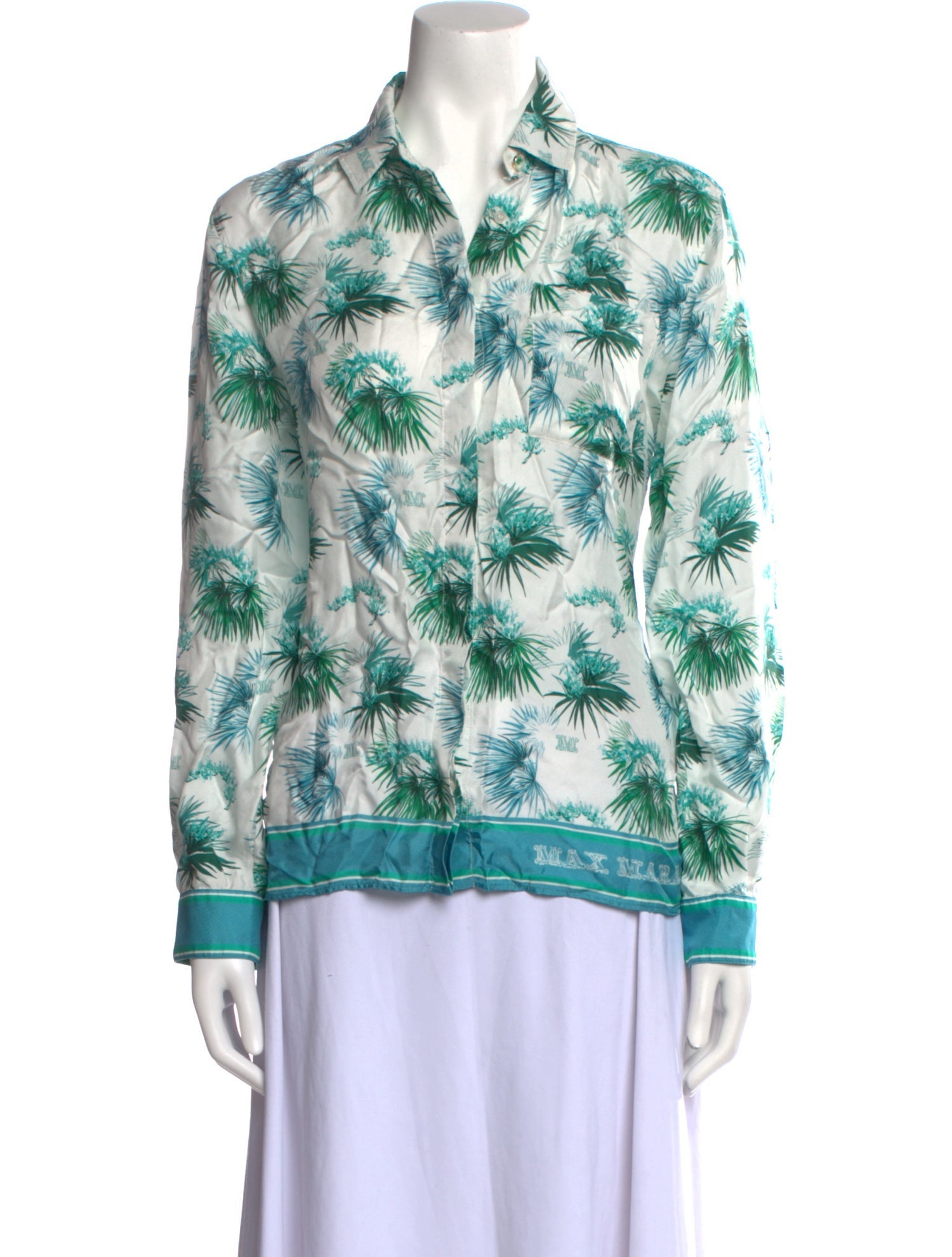 Max Mara Printed Long Sleeve Button-Up Top