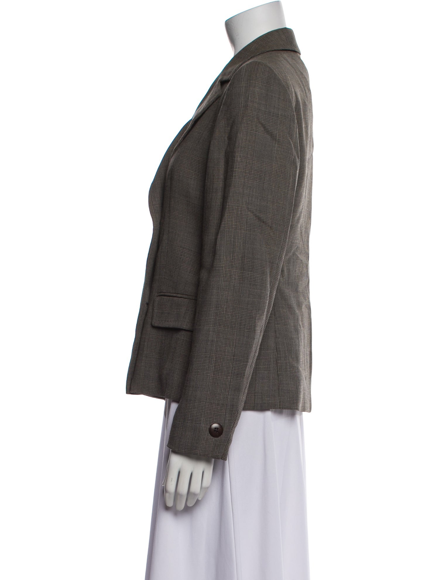 Max Mara Virgin Wool Plaid Print Blazer