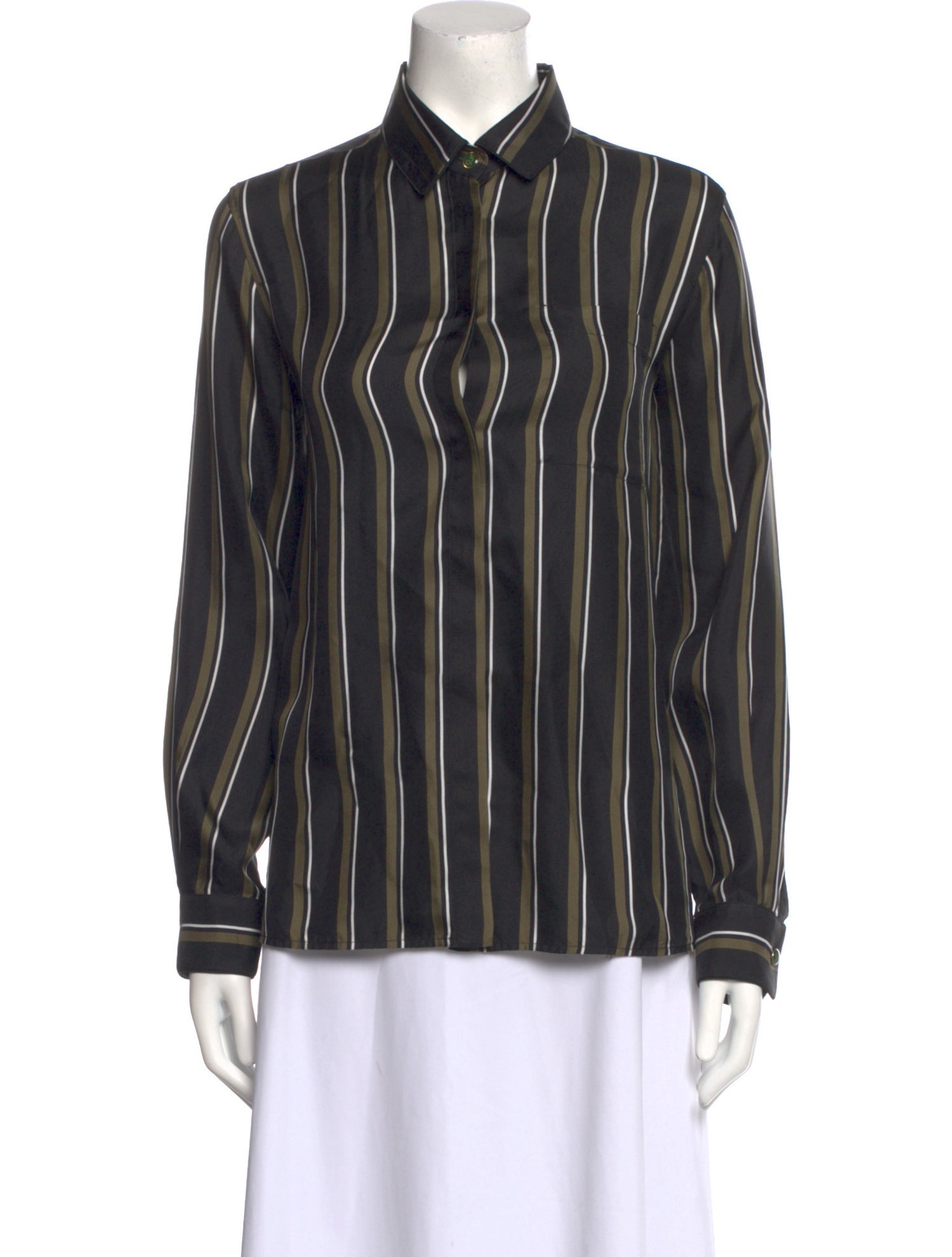 Max Mara Silk Striped Button-Up Top